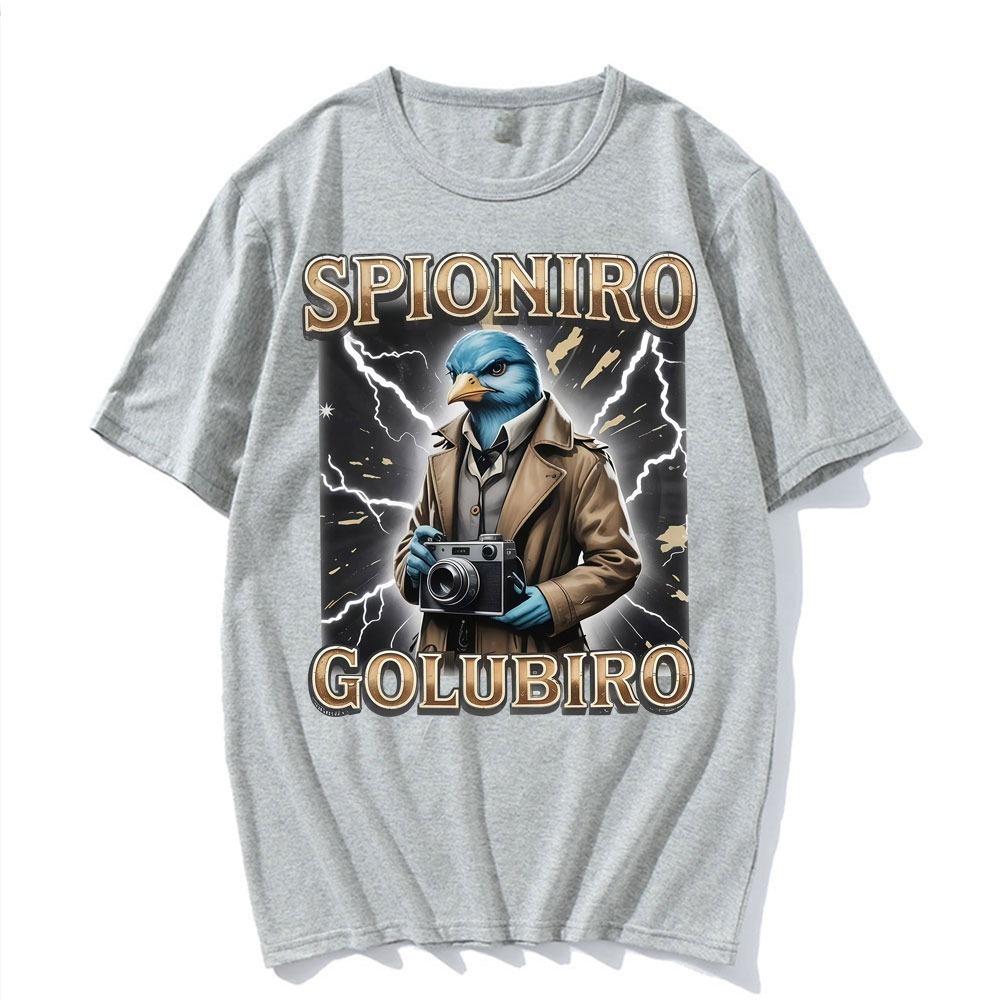 Funny Italian Brainrot Spioniro Golubiro Meme T-shirts for Men Women Summer Tops Comfort T-shirt High Quality T Shirt Streetwear
