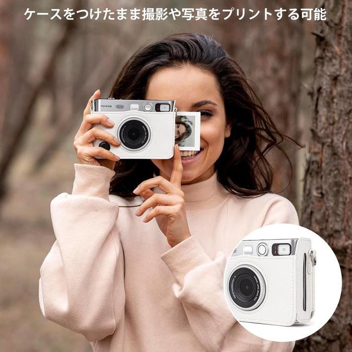 [Kinokoo] Instax Mini Evo Case, Precision Charging Port & Photo Print Opening, Removable Charging, White