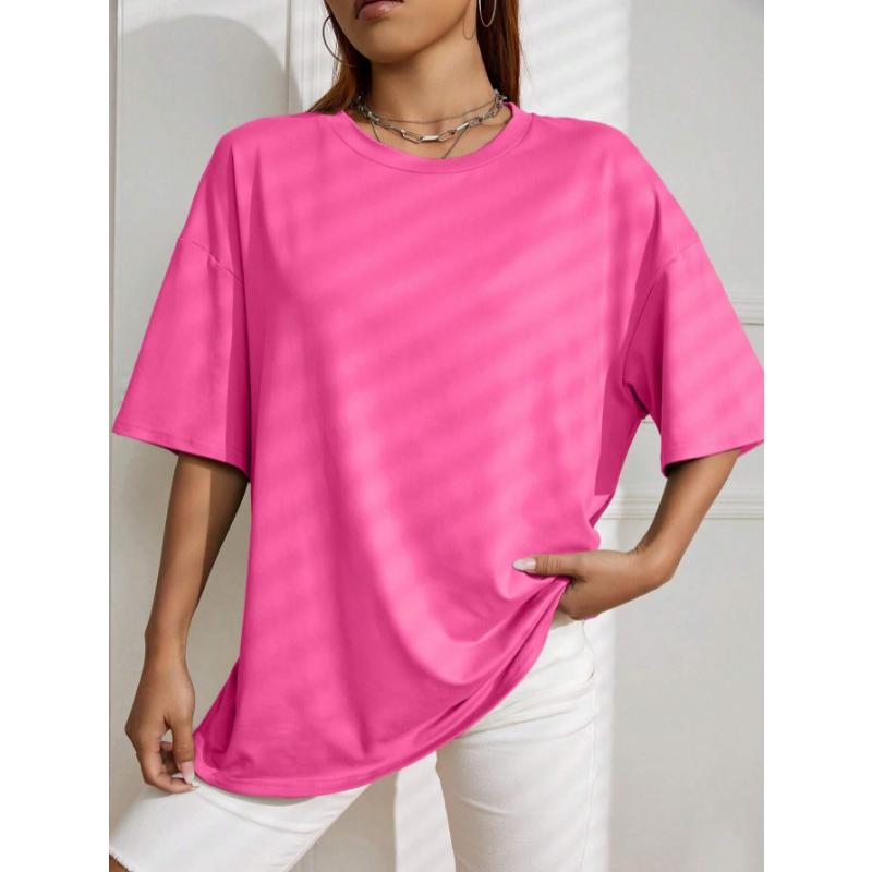 Dámské bavlněné tričko s krátkým rukávem v jednobarevném provedení, pro fitness, měkké, prodyšné, pohodlné oblečení, základní, univerzální, volné