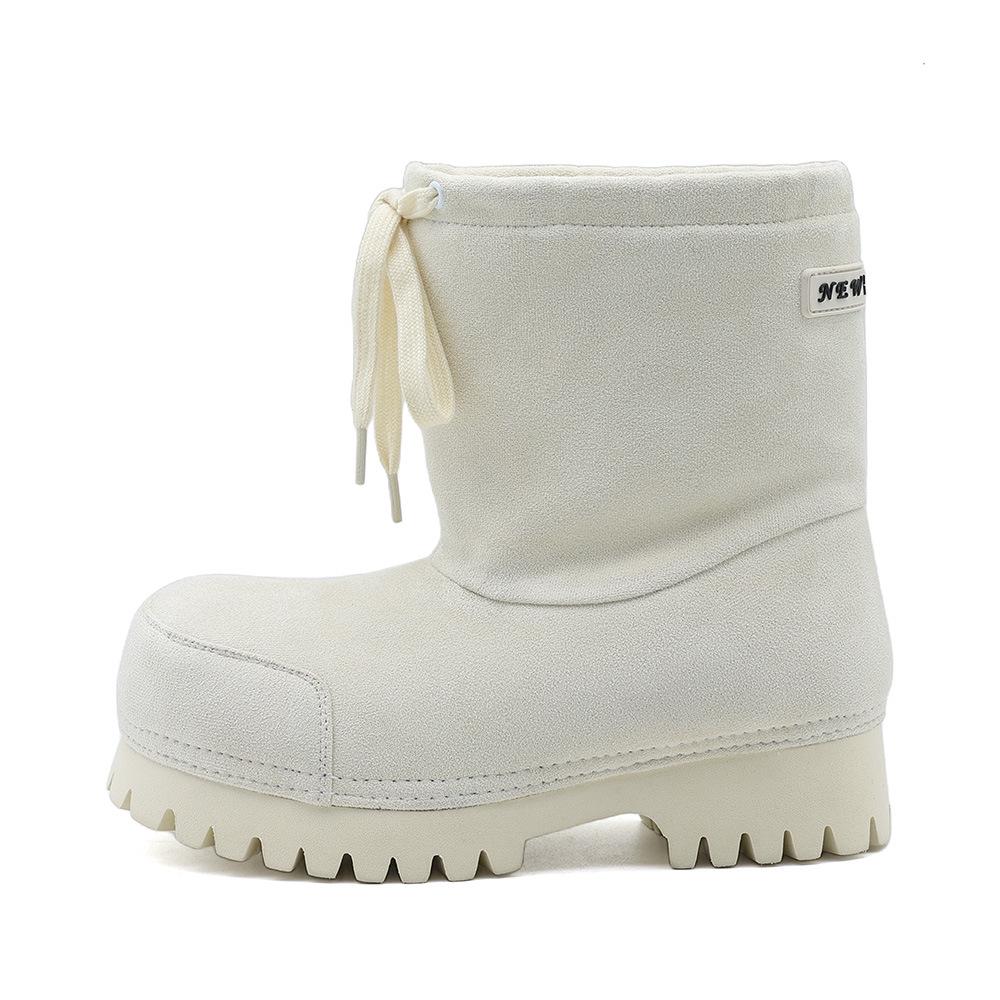 Women's 2025 Winter Thick-Soled Snow Boots: Fashionable, Non-Slip, Ugly-Cute Ski Boots with Drawstring for Big Toes; Thickened and Warm.