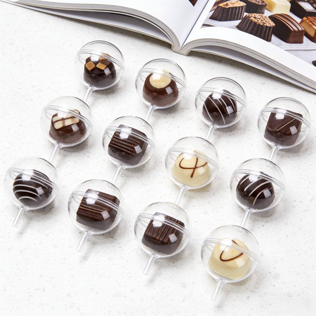 100 Supporti Trasparenti per Scatole di Cioccolatini, Supporti Rotondi in Plastica per Bouquet di Palline di Cioccolato, Supporti per Confezionamento Fiori, Adatti per Feste di Compleanno