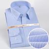 Men's Plaid Spread Collar Wrinkle-Free Long Sleeve Button-Down Shirt, 100% Cotton Regular Fit Business Casual Formal Office Wear