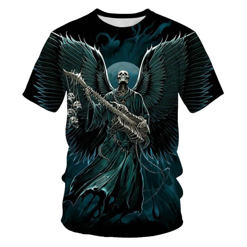 

Terror Skull 3D Digital Printed Men s Fashion Round Neck Short Sleeved T-shirt S