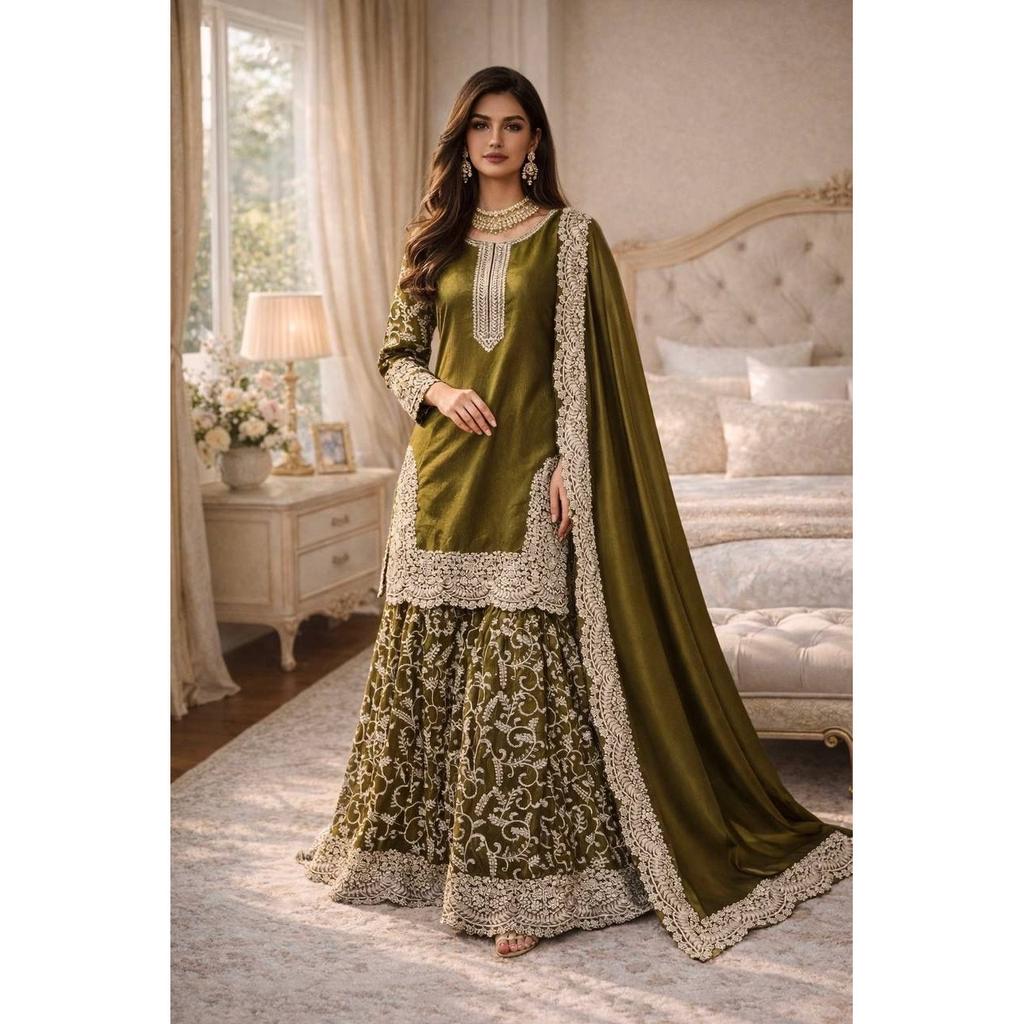 Indian Paksiatni Ethnic Salwar Kameez Bollywood Wedding Party Wear Sharara Suit
