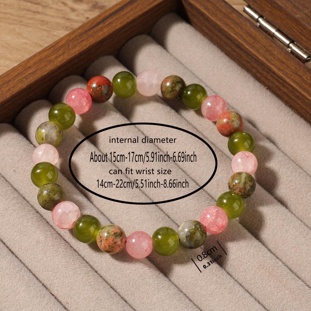 Festive Gifts Multicolor Agate Unakite And White Jade Beaded Bracelet Vibrant Fashion Jewelry For Women Daily Wear Simple Versatile Accessory