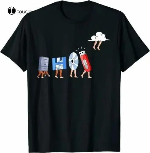 Data Storage Evolution Floppy CD USB Cloud Geek Graphic TShirt Short Sleeve Cotton S
