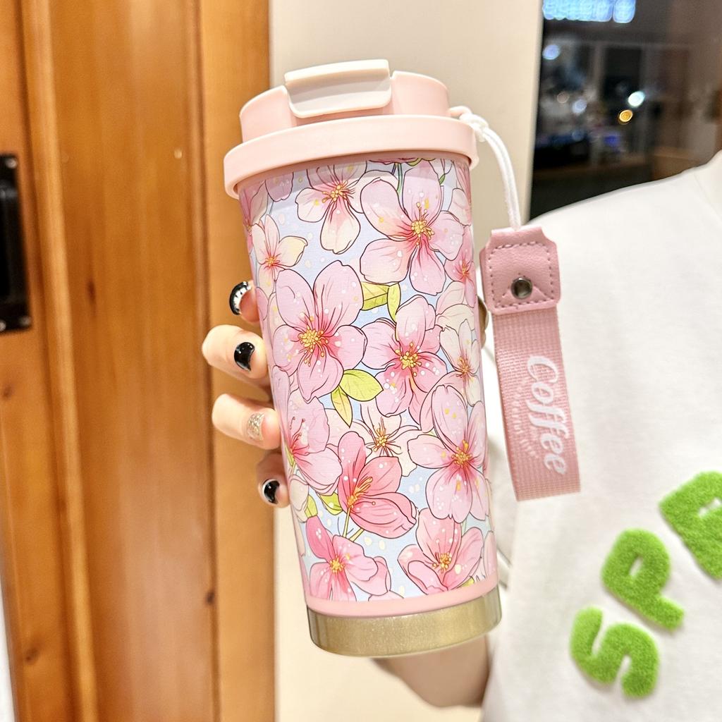 New Thermos Cup Coffee Cup Women's High Appearance Level Large Capacity Straw Water Cup Birthday Gift