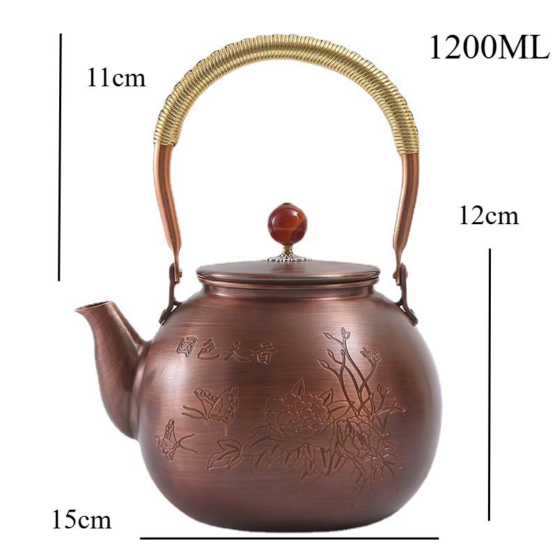

Винтажный ручной работы фиолетовый медный чайник креативная резьба кипящий чайник большой емкости кипящий чайник