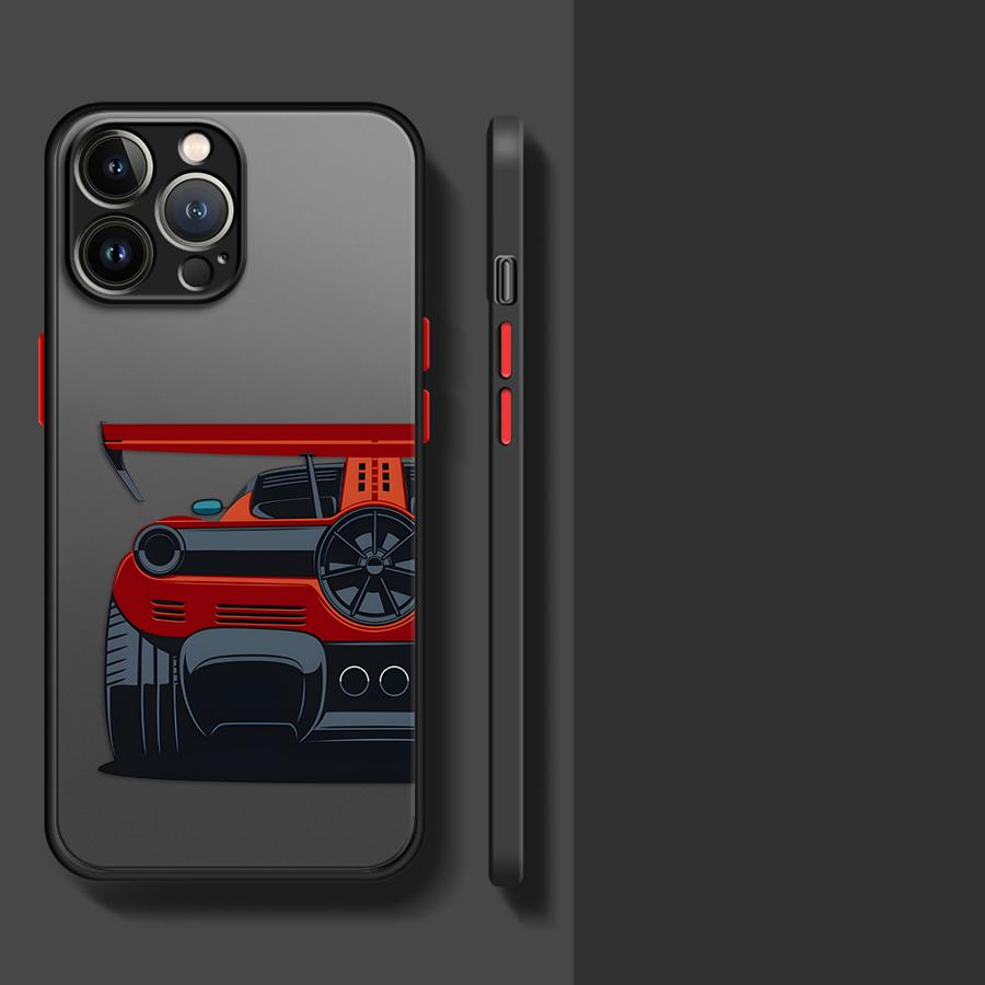 Coque de téléphone Cool pour iPhone 17 Pro Max 12 XS XR 7 8 SE 14 15 11 Air 16 Plus 13 Mini Housse Arrière Dessin Animé Voiture