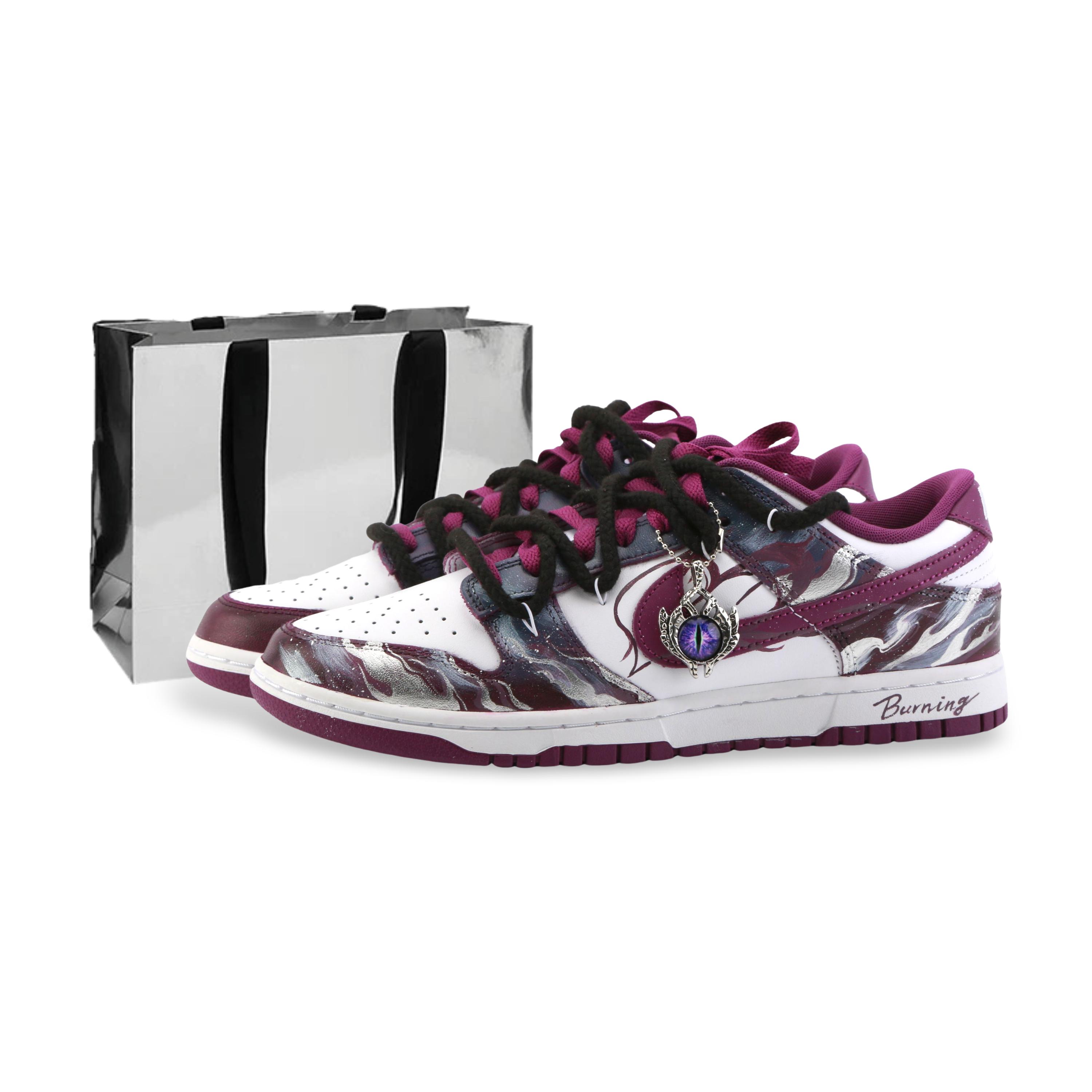 

Nike Dunk Eye Of Demon Slip Resistant Cushioning Low top Skateboard Shoes Unisex Silver Purple DV0833-107(Team889-) 42.5
