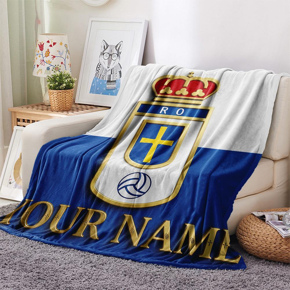 1PC Custom Name Real Oviedo Patterned Flannel Blanket Suitable For All Seasons for Home Decor Warmth and Comfort Gifts Holiday Present -HE185