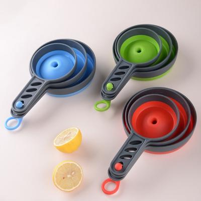 3ks nálevka na olej Velká ústa Praktický design s opakovaně použitelným závěsným otvorem Silikonová skládací nálevka pro přenos potravin Domácí zásoba