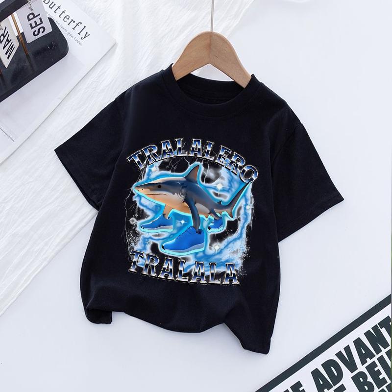 

Tralalero Tralala Kids T-shirt Tungtung Sahur Brainrot Fashion Tees Tops Children Summer Short Sleeve Boys Girls Clothes Gift 110