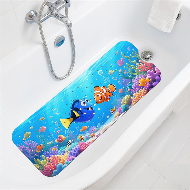 Gyermek Csúszásmentes Rajzfilm Fürdőszobai Szőnyeg - Mosható Ovális Biztonsági Zuhanyzótálca Padló Szőnyeg