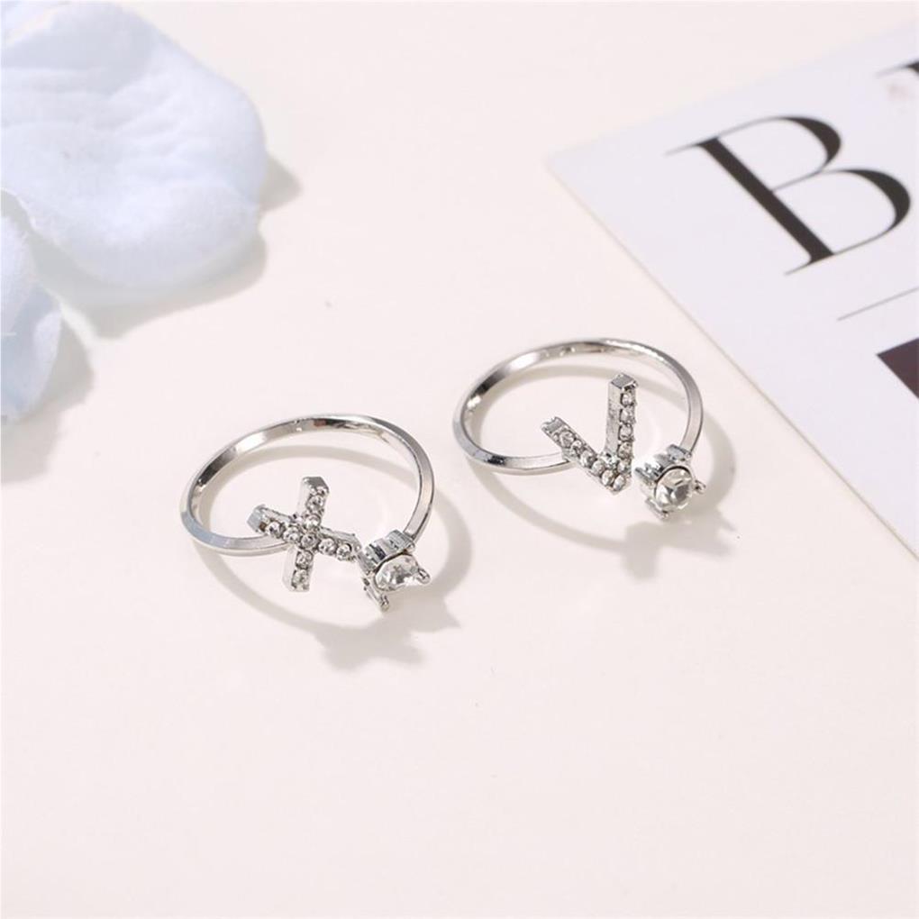 Open Romantic Letter Rings Color Adjustable Party Jewelry Gift Girl Alloy Wedding Bands Couple Friendship Accessories