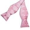 Bowtie for Men Solid Pink Bow Tie Plaid Silk Bowtie Set Handkerchief Cufflinks Checked Bows Self-Tied Tie