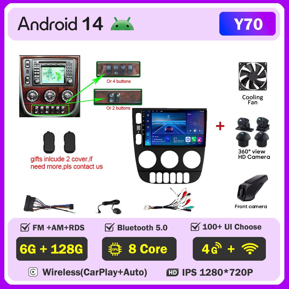 For Mercedes Benz M-Class W163 ML 1997-2005 Carplay Auto Screen Wireless Android Auto Car Intelligent Systems AutoMotive 8 Core