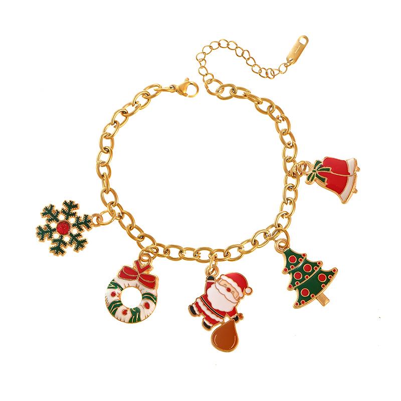 High-End Christmas Necklace with Cartoon Christmas Tree and Bells Design