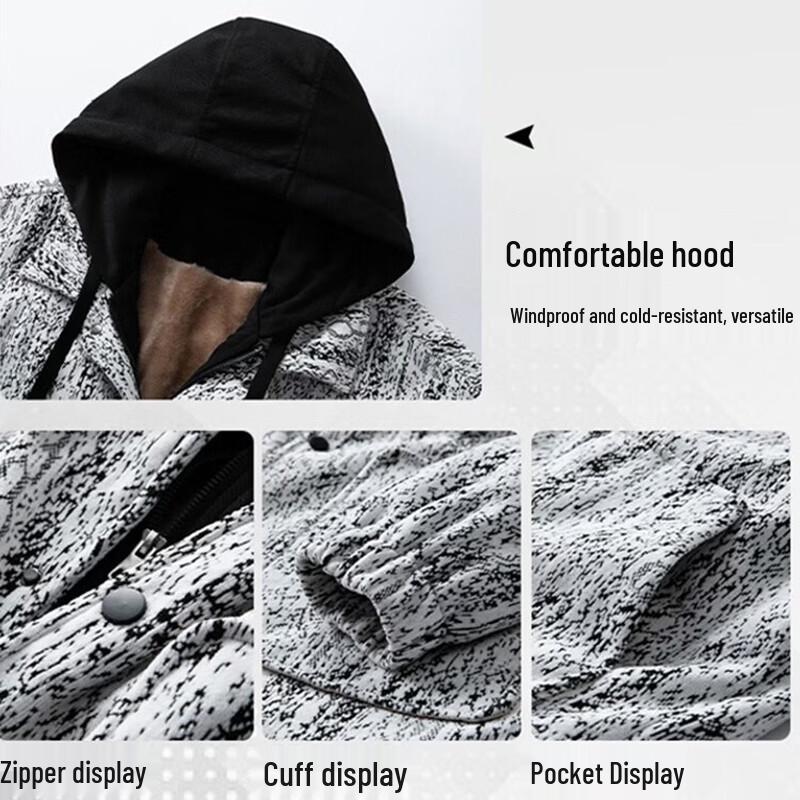 NASA MARVEL Herren Winterjacke mit Kapuze und Wattierung