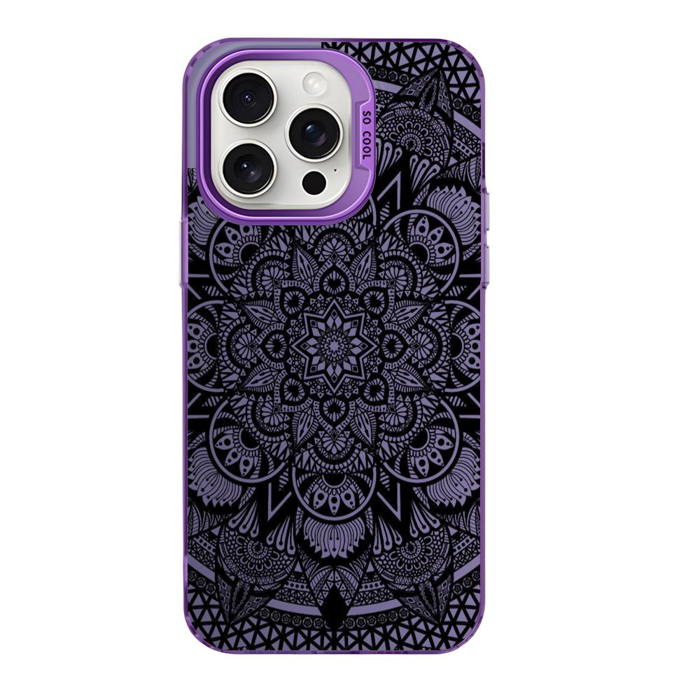 Mandala Totem Pattern Floral Case for iPhone 16 11 12 13 14 15 Pro Max XR 8 Plus Anti-Scratch Dual Layer Hard IMD Plastic Cover
