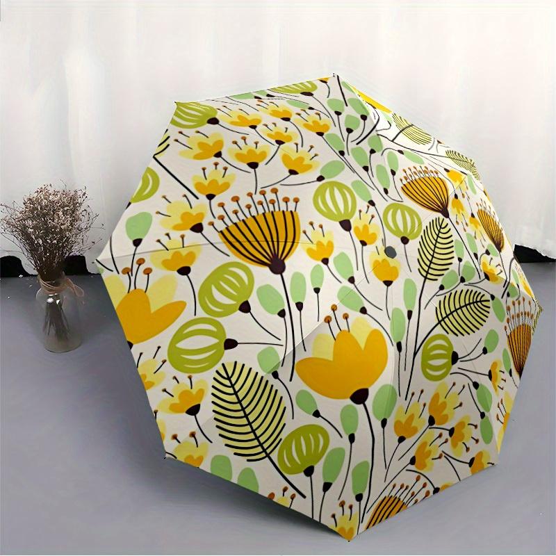 1pc Floral Pattern Automatic Open 8-Rib Windproof Umbrella, Travel & Commuting, Suitable for All Seasons
