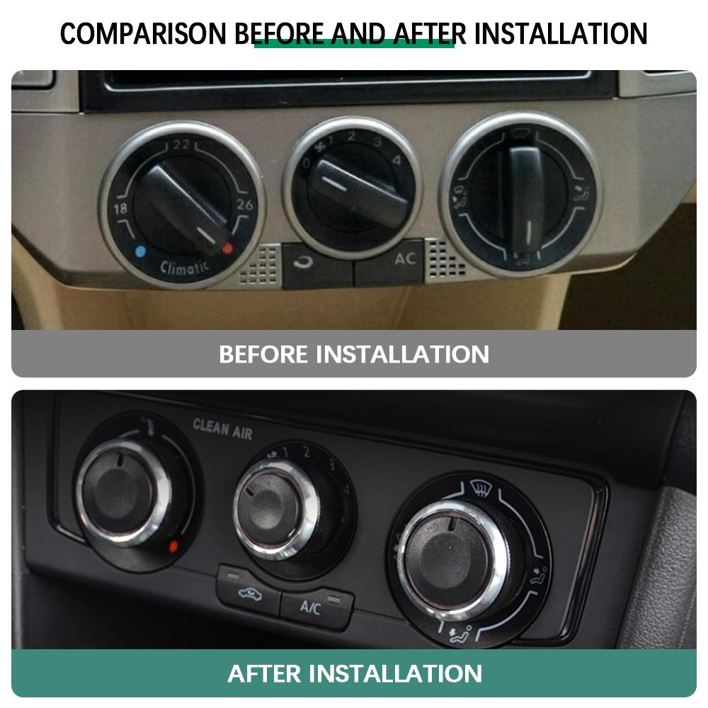 3PCS Car AC Knob Car Air Conditioning Heat Control Switch Knob for Volkswagen VW Polo 2004-2013 Aluminum Alloy Accessories
