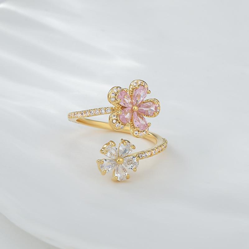 Adjustable Women's Ring Flower Index Ring Fashion Personality Simple Clean Ins Style Summer Beach Vacation Jewelry Finger Ring Wedding Party Jewelry