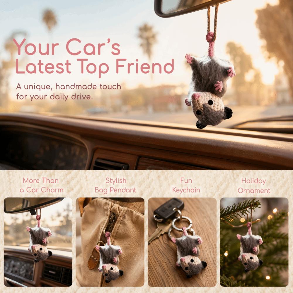 Pendant Car Hanging Ornament Crochet Screaming Possum Ornament Car Mirror Decor  Rearview Mirror