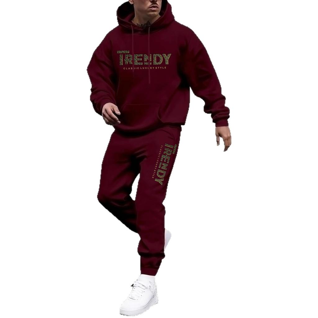 New sweater sweatpants set letter printing casual jacket autumn and winter velvet street tide youth hooded suit