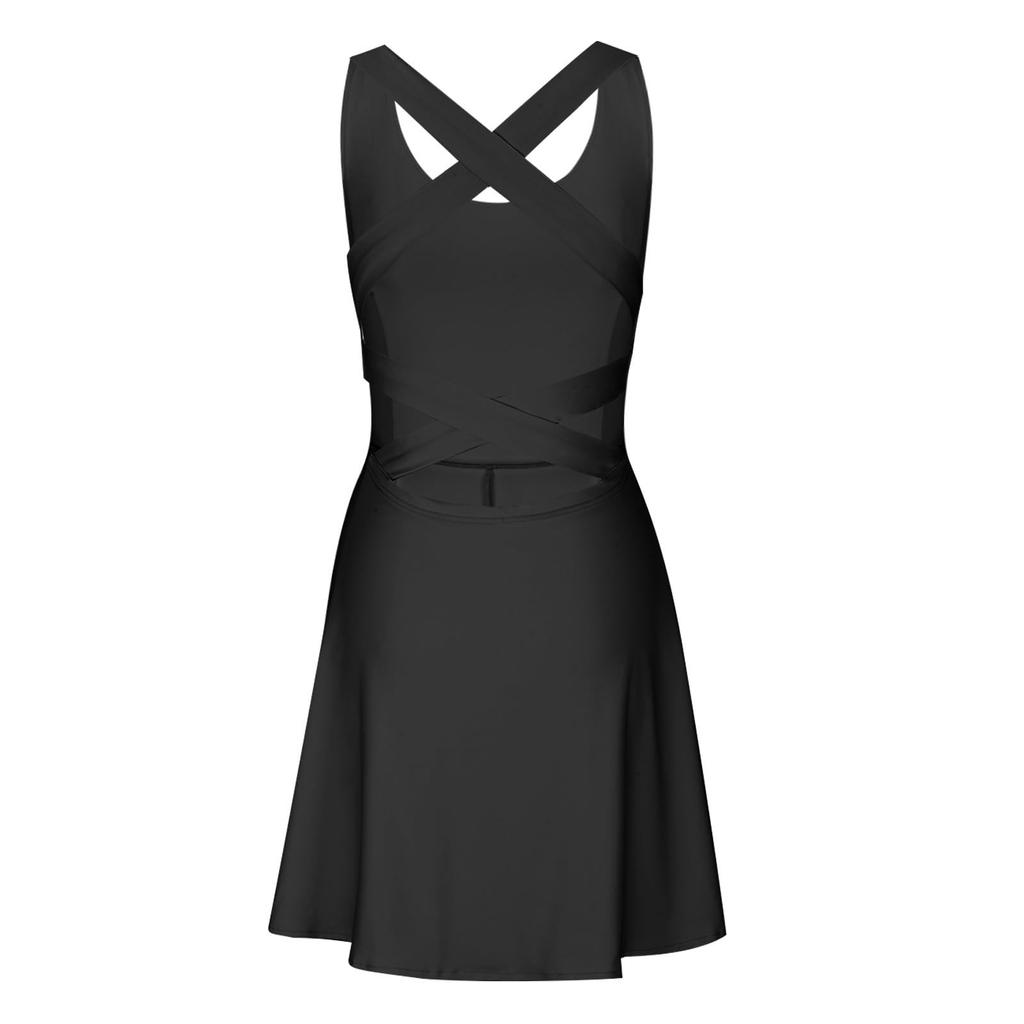 Women Tennis Sporty Tank Dress With Shorts Workout Exercise Athletic Romper Dresses Summer Golf Outfits