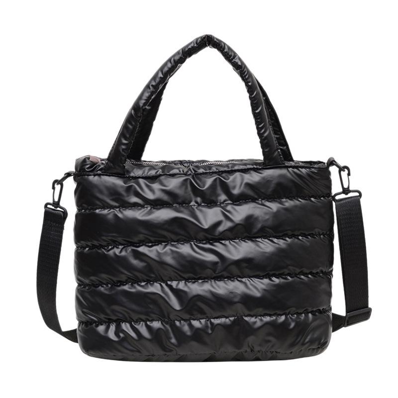 Laminated Winter Tote Bag: Stylish Lightweight Crossbody & Shoulder Women's Down Coat Bag