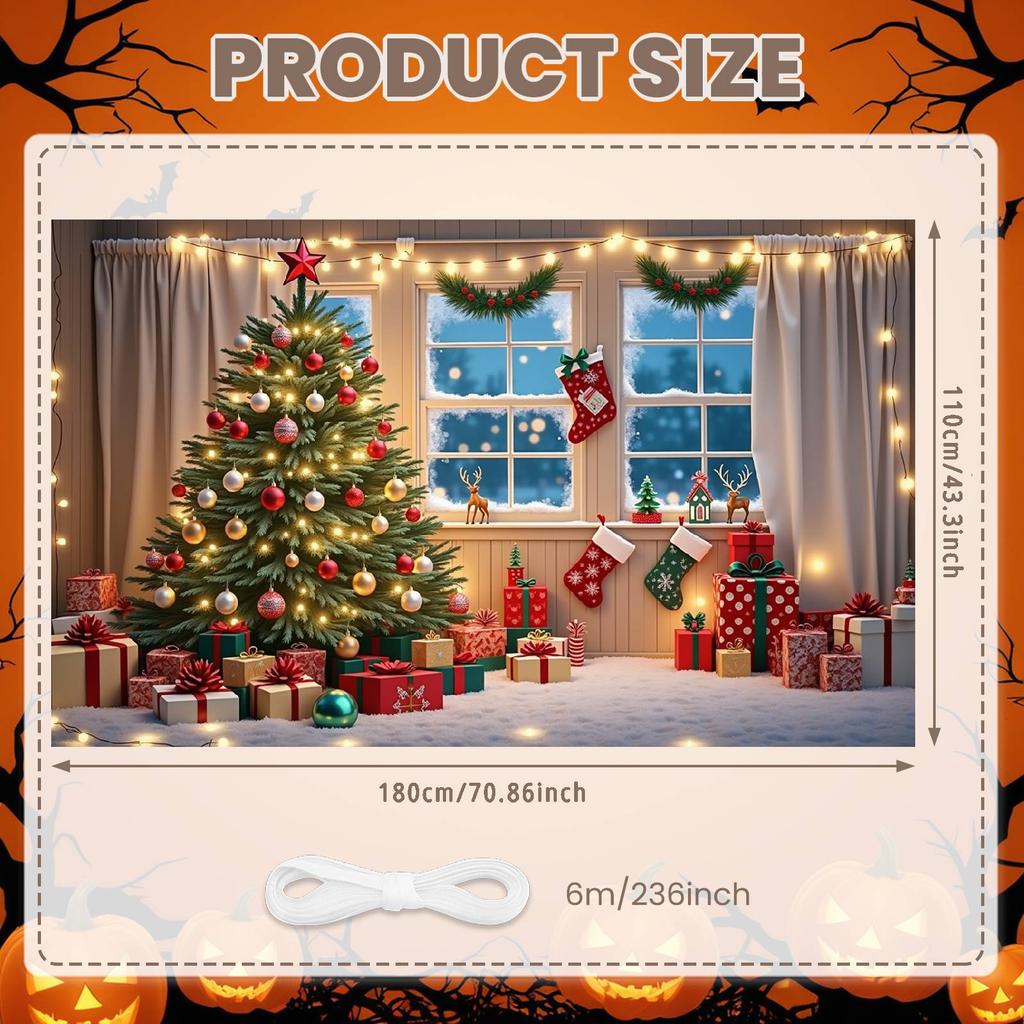 Christmas Backdrop Sparkling Decor Christmas Banner Christmas Tree Banner Snowflake Pattern For Home Decoration Indoor Party