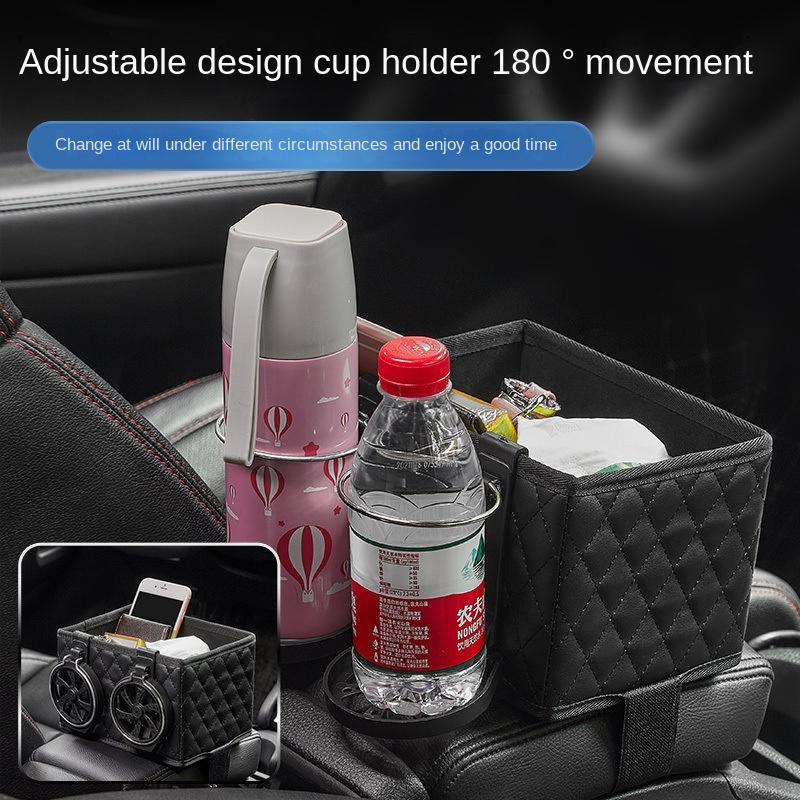 Multi Functional Leather Car Storage Box Armrest Organizer Car Interior Decoration Accessories Phone Tissue Cup Beverage Holder