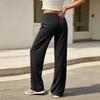 Women Wide Leg Pants High Waist Casual Trousers with Tie Waist Loose Fit Comfortable Lounge Wear Striped Pattern Elastic Waistband