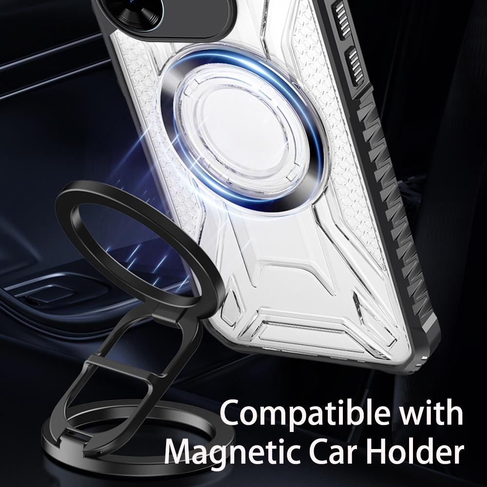 KEYSION Transparent Magnetic Case for TECNO Spark 10 Pro Soft Silicone+PC Heavy Duty Shockproof Phone Cover for Spark 10 4G 10C