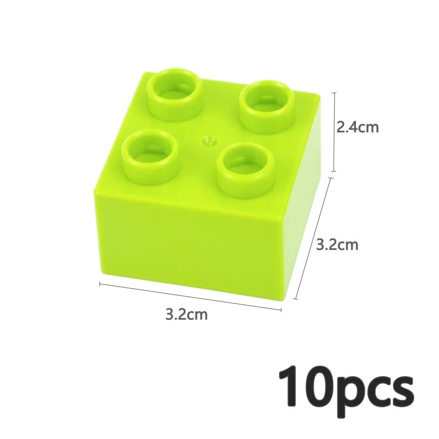 10Pcs 2X2 Dot Big Size Colorful Building Blocks Large Figures Thick Print Brick Toys Educational for Kid Compatible with Duploes