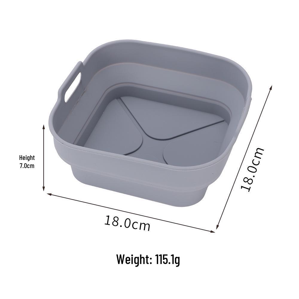 High-Temperature Resistant Foldable Silicone Air Fryer Pan with Handle
