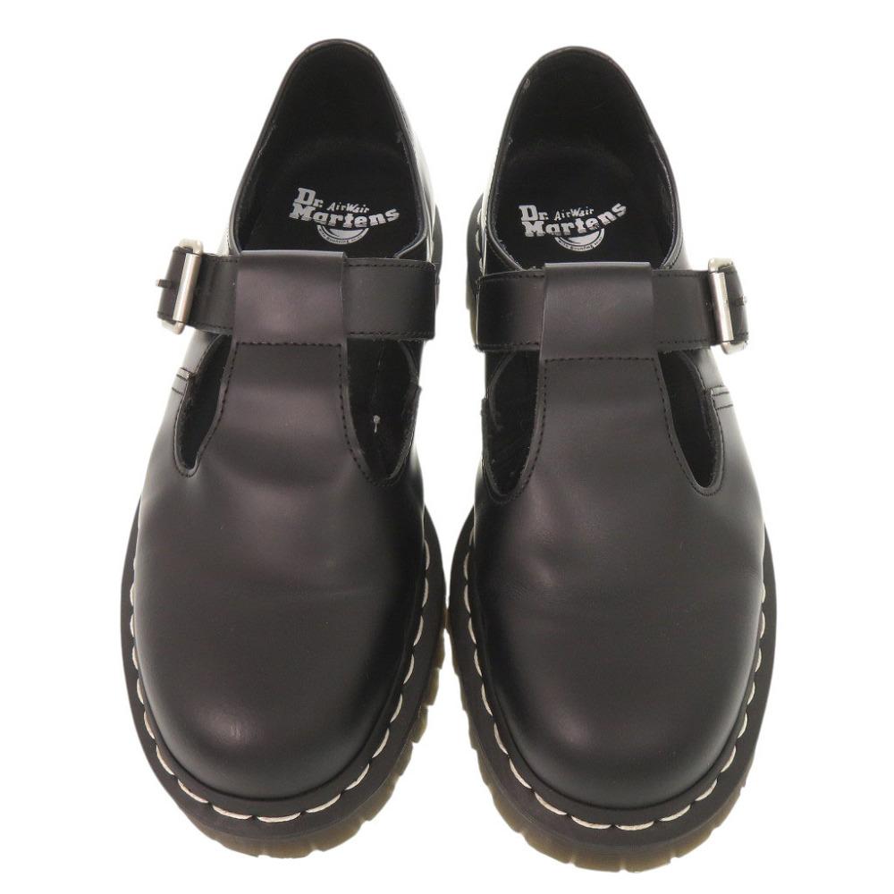 Used AUTHENTIC Dr.Martens POLLEY BEX White Stitch T-BarLeather Shoes Black Leather