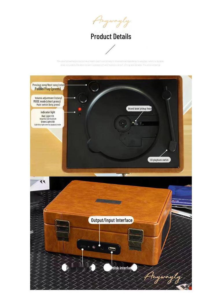 Retro Bluetooth CD Player & Stereo Speaker - Creative Gift Item