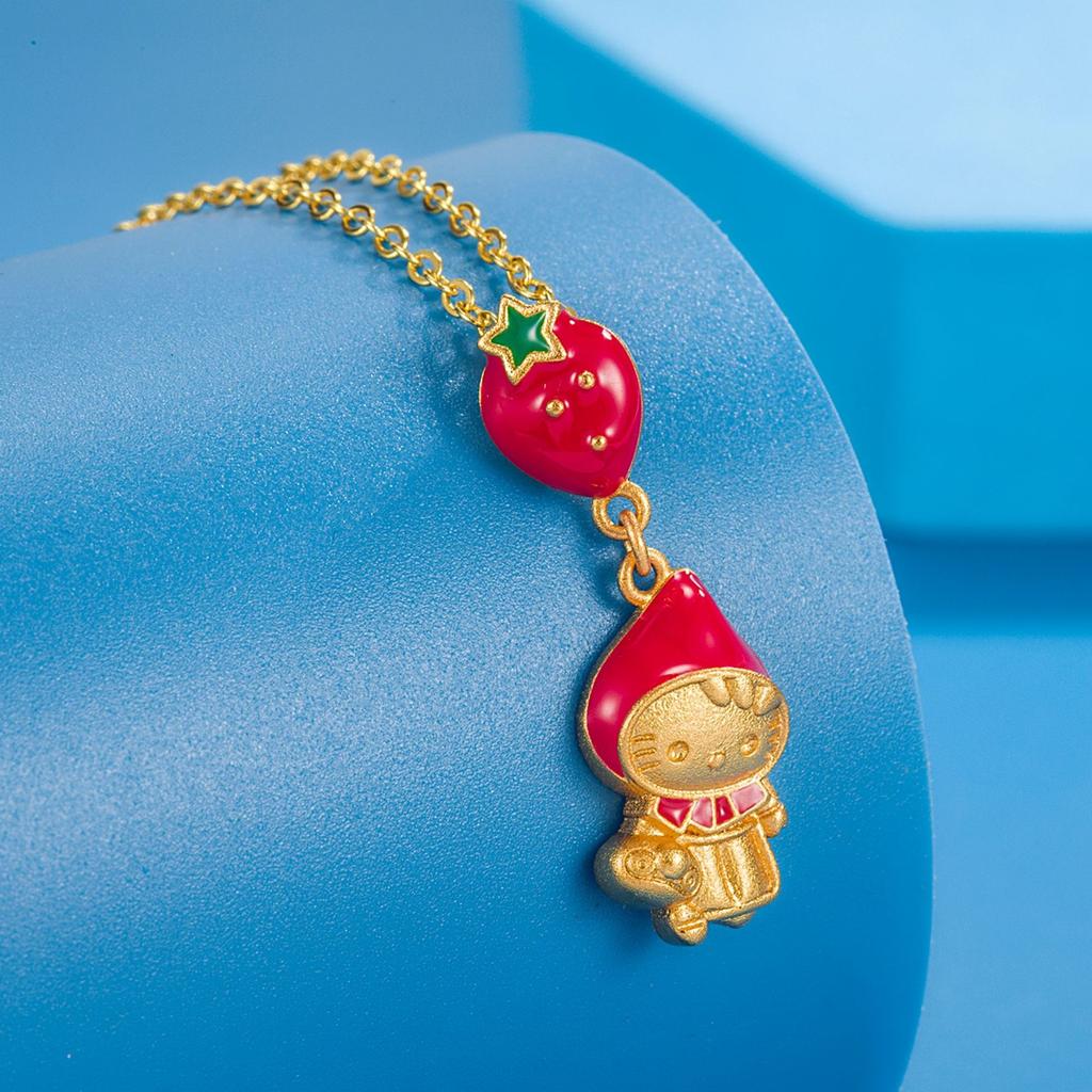 Laos Sand Gold Plating Gold Strawberry Little Red Hat Pendant