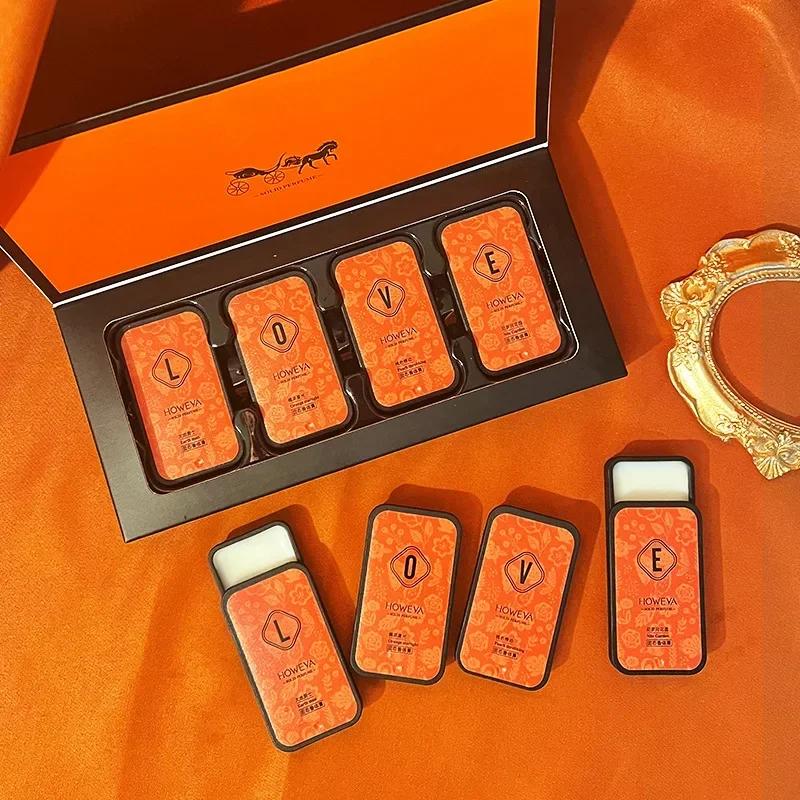4pcs/set Portable Fragrance Long-lasting Perfume Cream Solid Balm Set Neutral Perfumes Fresh Refreshing for Men and Women