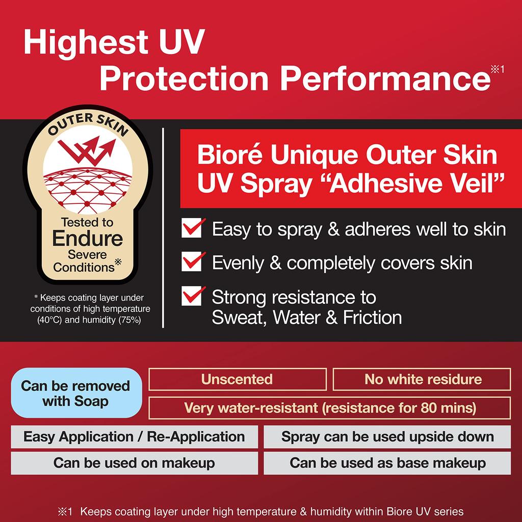 Bioré UV Asurizumu Skin Protect Spray Sunscreen SPF50+ PA++++ 90g Transparent Fragrance-Free