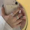 Korean Dongdaemun Geometric Hollow Chain Ring - Trendy Thai Silver Jewelry for Women