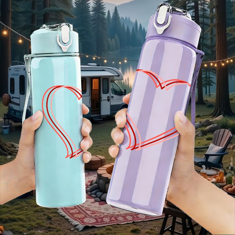 1PC Simple Red Line Heart Graphic,750ml Color Plastic Sports Water Bottle,Leakproof Flip Straw Lid,Suitable for Sports Office Home Use