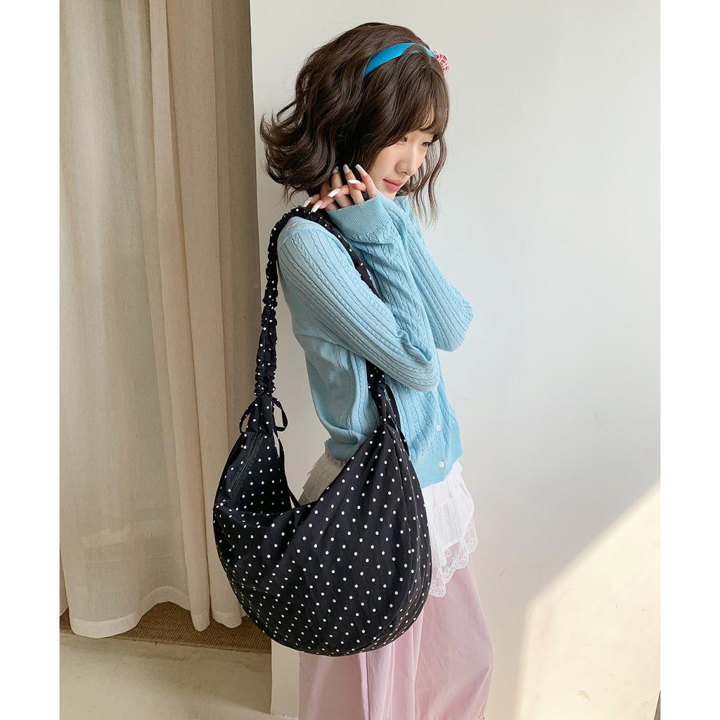 Spring New Polka Dot Crossbody Bag for Women Korean Style Casual Shoulder Handbag