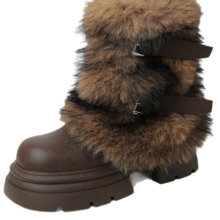 Autumn New Trend Irregular Solid Color Plush Personalized Design Versatile White Boot Cover