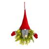 Lighted Gnome Christmas Wreath for Front Door Artificial Pine Spruce Hanging Sign Swedish Tomte Holiday Decor for Indoor Outdoor Porch Window Wall