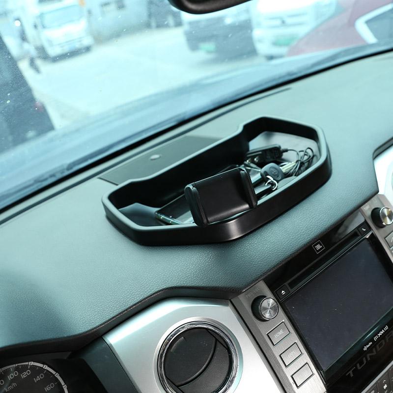 ABS Black Car Dashboard Phone Holder Storage Box Phone Holder Tray For Toyota Tundra 2014-2026 Car Accessories