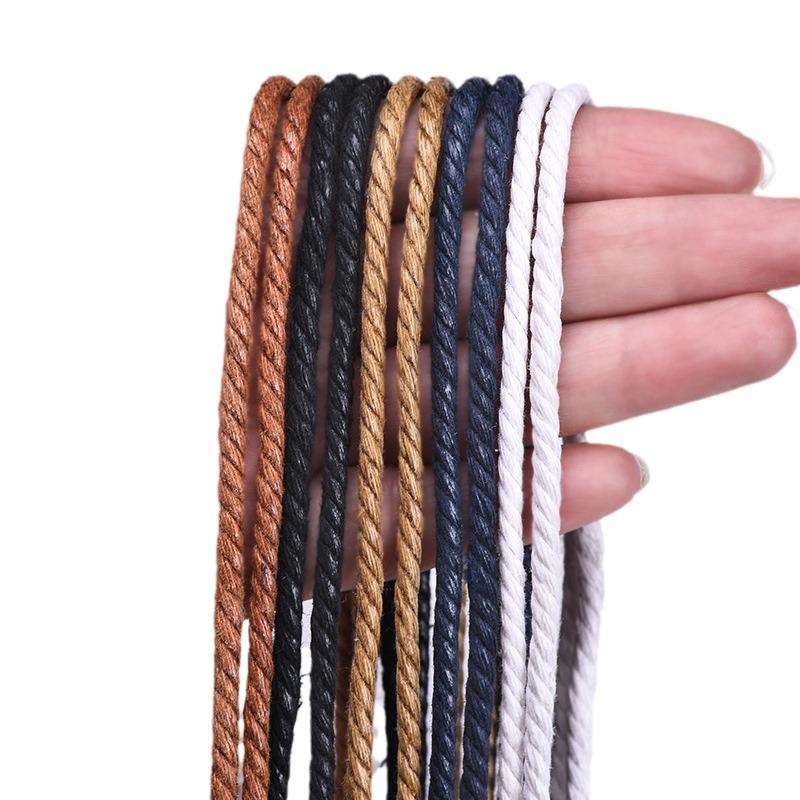 Waxed Leather Round Shoelaces for Casual Shoes and Boots (Black & White) Customizable