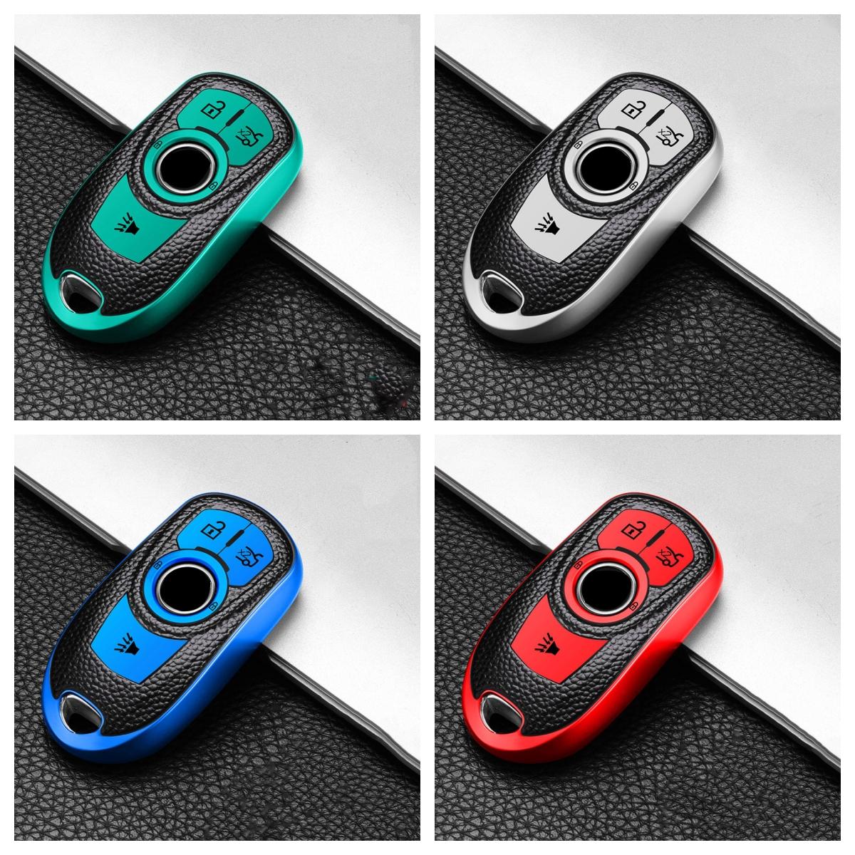

Leather TPU Car Key Cover Bag Case Shell Protector for Buick Encore Envision Excelle Lacrosse Regal Verano GX GL6 green